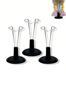 1pc Adjustable Doll Stand, Doll Display Holder Suitable For 12-15cm Teddy Bears & Figurines, Black Color With White Base, Portable Photography Prop, Keeps Dolls Standing, Multi-Angle Fixation + Plush Doll Storage (Doll Not Included) - White - View 5