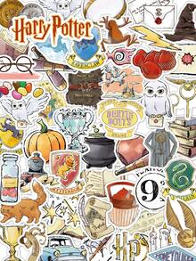 Harry Potter 50pcs Cartoon Stickers And 6pcs Cute Character Theme Washi Stickers, Waterproof Vinyl Stickers, Suitable For Decoration, Journal, Vintage Multi-Purpose Scrapbook, Water Bottle, Fun Stickers For Teens And Adults. [Officially Licensed] - Multicolor - View 5
