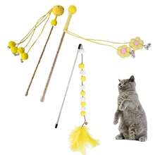 Set de 3 juguetes de varilla con campanilla, borla y diseño de dibujos animados para gatos, herramientas interactivas para entrenamiento y juego de gatos en interiores' - Multicolor - Ver 17