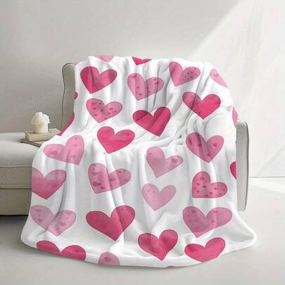 Valentine's Day-Themed Blanket With Heart Patterns, The Perfect Romantic Gift,Super Soft Flannel Printed  Blanket,As Birthday Gifts, Family, Wedding, Souvenir Blankets, Polyester Blankets Suitable For All Seasons, Washable, Machine Washable, Lightweight, Breathable, Comfortable, Warm, Unique, 280gsm For Him, Her Personalized Ideal Gifts For Her, Him, Family, Boyfriend, Girlfriend, Father, Family, Mother, Lover, Daughter, Son, Grandfather, Grandmother, Teacher,Doctor, Nurse,Friend, Classmate, Pet.Perfect Nap, Camping, Travel, Home, Daily Life, Office Decoration, Birthday, Anniversary, Valentine's Day, Thanksgiving, Graduation Season,Christmas, Halloween, Mother's Day, Father's Day, Wedding, New Year Gifts ,Sofa,Bed,Car,Bedroom,Living Room,Office,  Outdoor Camping, Beach,Wall Decoration