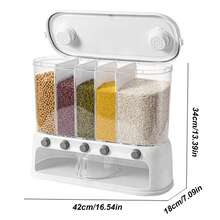 12L Dry Food Storage Container: 5-Grid Cereal Dispenser For Rice & Grain Organization - 白色 - 查看 2