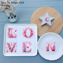 32张情人节字母主题UV DTF转印贴纸 - 防水防刮，适用于马克杯、玻璃罐和DIY工艺品，自粘式，一次性使用，心形字母主题派对用品，礼品装饰，节日设计装饰配件，节日图案设计 - 彩色 - 查看 11