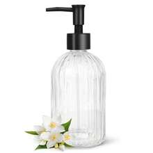 Topsky Glass Soap Dispenser With Plastic Pump, 400ml Liquid Hand Soap Dispenser, Rustproof Pump For Kitchen & Bathroom, Great For Lotions, Essential Oil, Liquid Soaps,Transparent - 條紋透明 - 查看 1