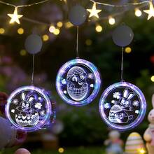 مصباح معلق للعيد، متوفر بأنماط متعددة، مصباح معلق مضيء بشكل بيضة عيد الفصح والأرنب، ديكور جو العطلات للخزانة والنافذة الداخلية، مصباح بكوب شفط، أضواء LED متعددة الألوان، مصباح جو العطلات، مناسب لمناسبات مختلفة، ديكور، إضاءة ليلية، تعمل ببطاريات (البطاريات غير مشمولة) - متعدد الألوان - مشاهدة 9