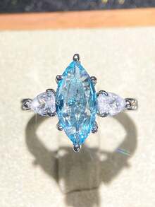 1枚优雅紫色立方氧化锆戒指，适合女性佩戴，是婚礼、订婚、周年纪念、派对、情人节及其他场合的理想之选。 - 銀色 - 查看 2
