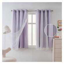 Lilac Curtains For  Bedroom - Blackout Lavender Curtains 63 Inch - Polka Dot Sheer, Grommet Top, 52x63, 2 Panels - 如圖22 - 查看 6