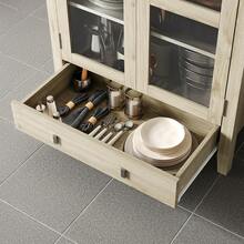 Gabinete de despensa de cocina arqueada con luces led y estantes ajustables,Estante arqueado de madera de 71 pulgadas alto,Paneles laterales de acrílico,Elegante gabinete de pantalla para cocina,Comedor,, - Marrón - Ver 7