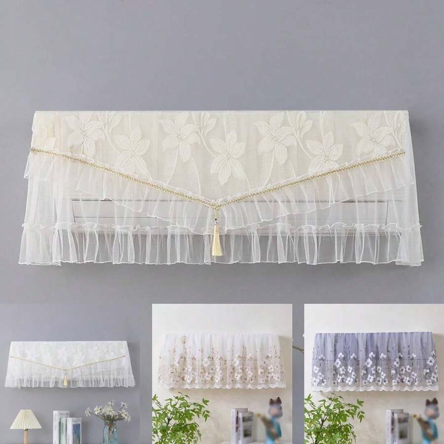 1个86厘米/94厘米空调罩，通用悬挂式防尘罩，网状蕾丝空调罩，可水洗，易于安装，适用于客厅、卧室、办公室等多种场景，是居家和办公场所的实用防尘配件。