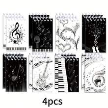 8pcs Mini Spiral Notebooks With Music Notes & Piano Keys Design - Black & White Bohemian Style Pocket Memo Pads, Portable Coil Bound Tear-Off Lined Pages, Suitable For Music Lovers, Birthday Party Supplies Or Unique Gifts, Music Themed Decor, Thick & Durable Paper, Applicable For Scrapbooking, Music Class, School Supplies, Sheet Music, Office Supplies, Music Gifts, Back To School Gifts, Birthday Gifts, New Year Gifts