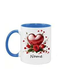 1pc Customizable Name/Text Mug, Elegant Red Rose Pattern, Personalized Valentine's Day Mug - Customizable Name Pair, Customized Coffee Cup, Personalized Mug, Unique Mug, Reusable, Birthday, Anniversary, Valentine's Day, Christmas Gift, Suitable For Women, Men, Couples, Home & Office Use - Multicolor - View 10