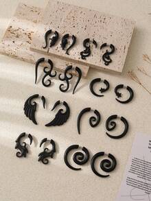 Acrylic Body Piercing Twisted Ear Taper Gauge Expander Spiral Ear Plug - Punk Body Piercing Jewelry, Adjustable Size, Fake Ear Lobe. Comfortable To Wear, Eye-Catching Design - Ideal For Fashion Enthusiasts And Body Modification Lovers - Geometry - View 1