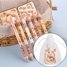 12pcs/4sets A Must-Have For Animal Themed Birthday Parties! Capybara Themed Stationery Set, Including Ballpoint Pens, Notebooks, And Preferred School Office Supplies