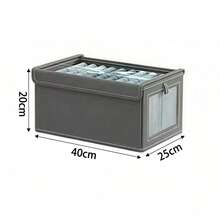 1个米色布艺收纳盒，可折叠衣柜整理盒，带透明窗口，抽屉式牛仔裤收纳盒，家用 - 帶蓋灰色 - 查看 10