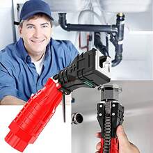 HALMAN 18 in 1 Plumbing Tools, Sink Faucet Installer Socket Wrench, Diseño de plegado innovador,antideslizante,Llave de fregadero multifuncional,Mango cómodo + Diseño extralargo, para instalación de tuberías en cocina y baño,Multifunctional Tool for Toilet and Water Pipe, Foldable - Rojo - Ver 7