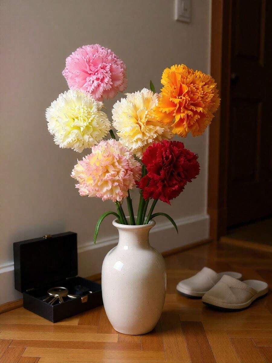 1支DIY仿真康乃馨——轻巧可定制装饰，情人节、母亲节礼品套装、斋月餐桌摆饰、家居办公用品的理想之选 - 彩色 - 查看 1