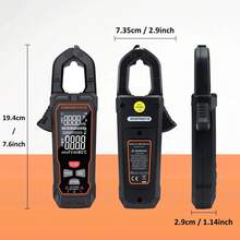 Pinza amperimétrica digital CM01 Multímetro 600A/1000A Medidor de corriente Probador de voltaje 6000 recuentos Pinza amperimétrica Verdadero Amp Hz Ohm Capacitancia. También incluye NCV, en tiempo real, Máx/Mín, Retener, Corriente de irrupción, VFD, Linterna, Apagado automático, Protección contra sobrecarga de rango completo, Indicador de batería baja. - Negro - Ver 3