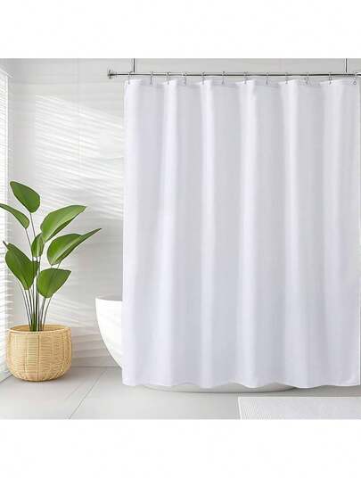 [Thick Waterproof Shower Curtain]  Premium White Waffle-Weave Shower Curtain - Thick, Waterproof & Wrinkle-Resistant Fabric With C-Hooks For Easy Installation, Machine Washable