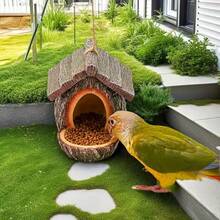 新款创意树桩鸟巢喂食器，树脂材质，户外花园装饰 - 棕色 - 查看 12