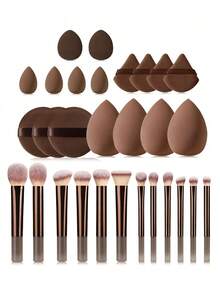 14pcs/29pcs/36pcs Makeup Brush Set Makeup Sponge Combo Pack Face Beauty Roller Scraper Set Headband Wristband Makeup Brush Cleaning Box Storage Bag - Multicolor - View 13