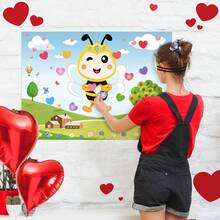 Valentines Day Games - Pin The Heart On The Bee With 36 Heart Stickers Valentines Day Games For Boys, Girls Ang Adults Classroom Party Pin Game With Reusable Heart Stickers - Multicolor - View 7