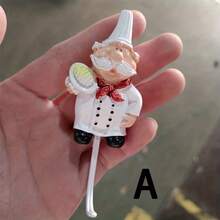 1pc Strong Adhesive Cartoon Chef Hook, Used For Kitchen And Bathroom Storage, Seamless Nail Wall, Kitchen Wall Hanging Clothes Hook, Fun Home Decoration - Kiểu B - Xem 3