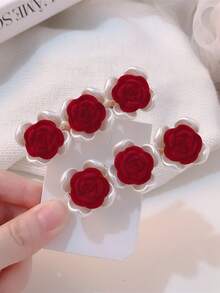 Rose Hair Clip Vintage & Versatile Duckbill Bangs Clip For Women Gift For Christmas Party - Multicolor - View 3