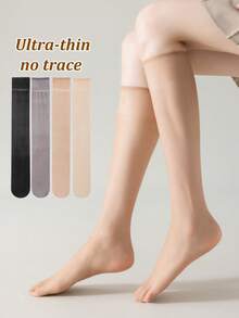 1/3/5/10 Pairs Of Women's Stockings, Ultra-Thin Long Tube Stockings, Anti Hook Silk Calf Socks, Sexy, Ultra-Thin, Super Transparent, Versatile JK, Knee High Socks, Suitable For Home Commuting, Parties, Gifts.Straight Socks - Multicolor - View 2
