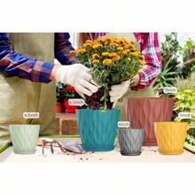 Inch Plant Pots 5 Pack, Flower Planters With Drainage Holes And Trays, Plastic Pots Indoor Outdoor Plants, White - 彩色 + 7+6.5+6+5.5+5+4.5+4英寸 - 查看 5