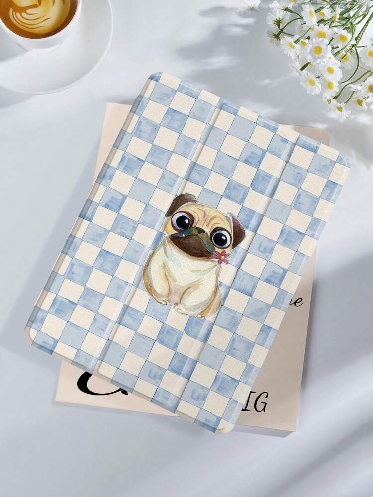 Kingsung 格子狗圖案平板保護殼，相容於 Ipad 9.7/10.2/10.5/10.9/12.9/Pro 11 (第10代)、Galaxy Tab S6 Lite 10.4 吋、Kindle Paperwhite (第12代, 2024)、Kindle (第11代, 2022)，柔軟防震，智慧支架/自動喚醒/睡眠功能 - 彩色 - 查看 1