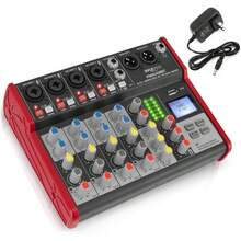 mhjPYLE PylePro PMXU68BT - Consola digital portátil profesional compatible con Bluetooth de 6 canales con interfaz de audio mezclador USB para grabación de estudio color rojosleeping Bags - 219365502 - Ver 7