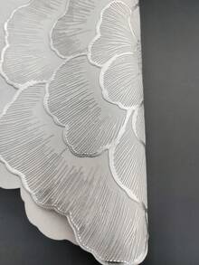 1/4/6/8/12pcs Silver Flower Shaped PVC Placemats, Washable, Easy To Clean, Wipe-Clean, Non-Slip, Holiday Wedding Party Dining Table Mats, Valentine's Day Home Decor - Silver - View 7