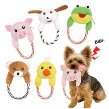 1pc Pet Sound Plush Doll, Cartoon Plush Stuffed Animal With Rope, Built-In Sound Device, Suitable For Small/Medium Dogs, Puppies, Cats, Braided Rope For Chewing And Teeth Cleaning, Includes Pig/Duck/Frog/Bear Plush, Puppy Sleeping Companion, Sound Training Doll - Multicolor - View 4