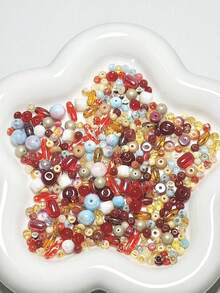 2-6毫米圣诞混色玻璃珠，米珠混色设计，DIY手工圣诞装饰手链、项链、首饰制作，散珠