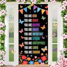 1 pieza Bandera de entrada inspiradora - Decoración colgante con cita motivacional de poliéster, adecuada para el aula, la escuela y la decoración de la habitación, sin necesidad de electricidad, decoración de pared motivadora