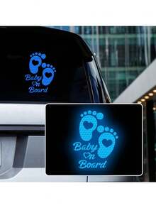High Intensity Reflective Baby On Board Car Sticker Waterproof Cute Footprint Baby In Car Decal Safety Warning Sign Kids On Board Decal For Car Bumper Window - Multicolor - View 4