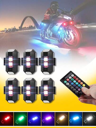 1/2/4/8 قطعة ضوء تحذير LED متعدد الألوان قابل للشحن، ضوء ليلي للدراجة النارية، أوضاع إضاءة متعددة، مناسب للدراجة النارية والسيارة والدراجة والطائرة بدون طيار وخوذة الإضاءة الليلية