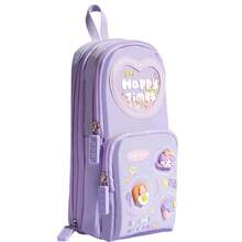 3Layers 6 Pockets Large Capacity Schoolbag Shape Pencil Case Stationery Holder Bag Zipper Pencil Pouch Office Storage Gift Back-To-School Supplies - Multicolor - View 11