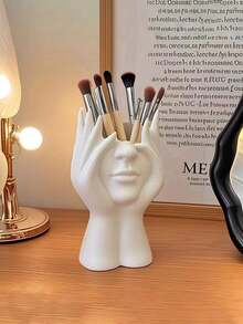 Handgefertigter Körperkunst Make-up Pinsel Halter & Stiftbecher - Einzigartiger kreativer menschlicher Skulptur geformter Make-up Pinsel Organizer, aus Harz Material mit rutschfestem Design, geeignet für Heimdekoration/Make-up Pinsel Aufbewahrung + Büroschreibtisch Stifthalter, leicht und tragbar, ideal als Urlaubsgeschenk, Präsent, Kosmetikaufbewahrungsbox, Make-up Organizer. - Verschiedenfarbig - Übersicht 3