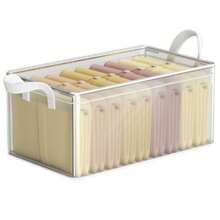 Stackable PVC Storage Box With Steel Frame And Lid, Large Capacity With Handle, Space-Saving, Multipurpose Storage Container, Suitable For Home, Dorm, Bedroom, Closet. Sunny Travel Essentials For Valentine's Day - Clear - View 7
