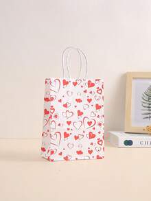 20/10/5 Piezas Bolsas de papel kraft con asas y fondo reforzado con diseño de corazones, adecuadas para regalos del Día de San Valentín, bodas, aniversarios, Año Nuevo, cumpleaños, regalos con tema de amor, regalos sorpresa de aniversario, recuerdos de fiesta, Día de la Mujer - Multicolor - Ver 10