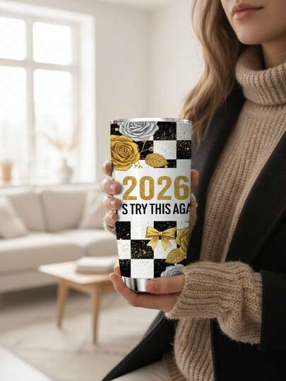 2026 New Stainless Steel Tumbler With Lid, Double Wall Vacuum Insulated Thermal Coffee Mug, Keeps Hot 6H/Cold 12H, Portable Leak Resistant Travel Cup, Reusable Water Bottle For Gym Office New Year Gift.