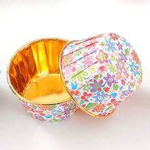 50pcs Bohemian Style Gold Rimmed Round Cupcake Liners, Disposable Heat-Resistant Baking Muffin Cups - Multicolor - View 10