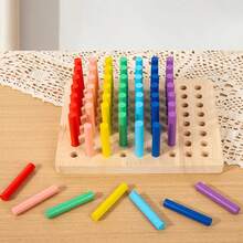 Wooden Colorful Socket Montessori Sensory Integration Teaching Tool Color Cognitive Splicing Sensory Integration Insertion Stick Puzzle Early Education Toy Wooden Children's Early Education Home Kindergarten Puzzle Toy Insertion Stick Montessori Sensory Building Blocks Insertion Stick Color Classification Teaching Tool Children's Montessori Early Education Rainbow Stick Sensory Training Teaching Tool Exercise Hands Fine Color Cognitive Wooden Toys Strong And Durable Holiday Gifts - Multicolor - View 1