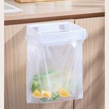 1 Modern White Trash Bin, Space-Saving, Made Of Plastic, Easy To Clean, A Stylish Bathroom Storage And Organizing Basket, A Multi-Functional Trash Bin, A Foldable Garbage Rack, A Household Cabinet Wall-Mounted Plastic Bag Storage Rack - Multicolor - View 6