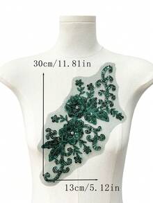 全新蕾丝网绣花水钻串珠亮片贴花，DIY 服装配饰，新娘礼服装饰，尺寸：30 厘米长 x 13 厘米宽，多种颜色可选 - 多色 - 查看 33
