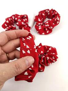 1/2/5/10pcs Elegant Heart-Shaped Polyester Hair Ties, Suitable For Valentine's Day Wear ,Scrunchy Hair Ties - Multicolor - View 4