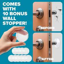 Strongest Home Heavy Duty Door Stopper Wedge (2 Chrome PCs) | Non-Slip Rubber And Metal Door Stop For Heavy Doors | Work On Wood, Tile, Carpet + 2 White Wall Protectors - ColorC - 查看 4