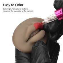 1pc 3D Deep Brown Pout Lips Double-Sided Stereo Lip Mask, Soft Elastic Silicone Eyebrow Tattoo Practice Skin