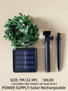 1pc 3m/7m 20LED/50LED Solar Powered Willow Leaf Fairy String Lights, Outdoor Camping Decor Lights, Solar Powered Suitable For Yard, Garden, Home[Solar Powered]