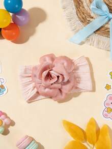 1件新生儿花朵发带，时尚可爱婴儿头饰，柔软尼龙发饰，情人节礼物 - 彩色 - 查看 4